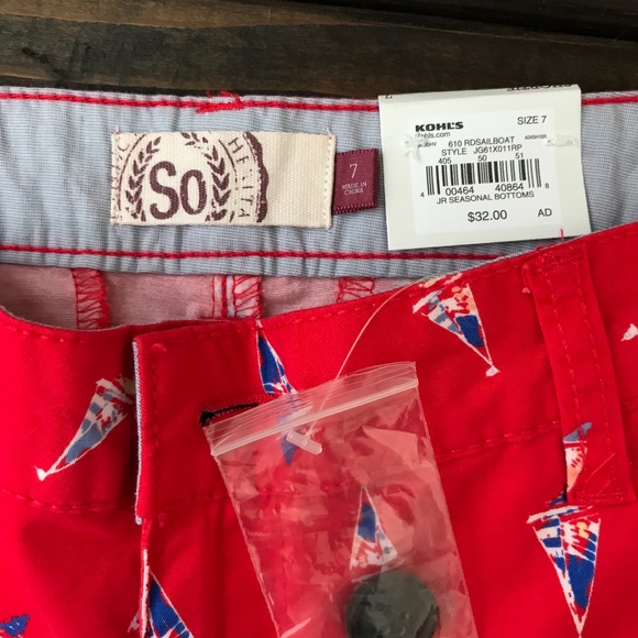 Kohls Juniors-  Nautical Shorts- NWT- Size 7 - Picture 6 of 6